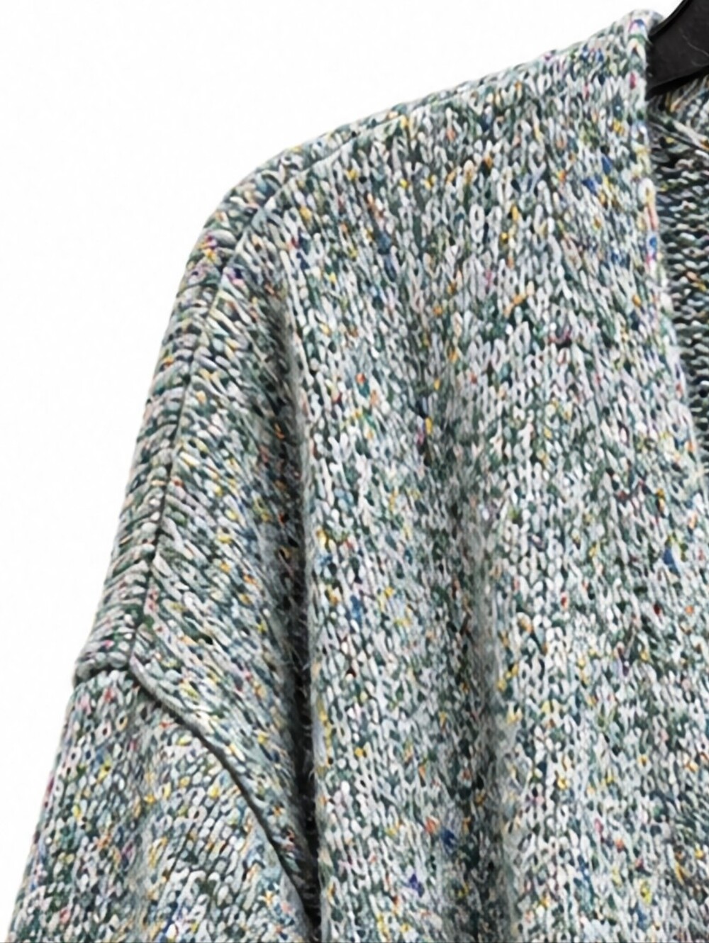 LOFT Chunky Confetti Knit Open Front Cardigan Sweater Green XL - Picture 8 of 9